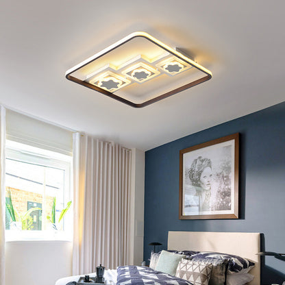 19.5"/37.5" Wide Modern Geometric Flush Mount Lighting Acrylic Living Room LED Ceiling Lamp in Black Black 19.5" Clearhalo 'Ceiling Lights' 'Close To Ceiling Lights' 'Close to ceiling' 'Flush mount' Lighting' 294881