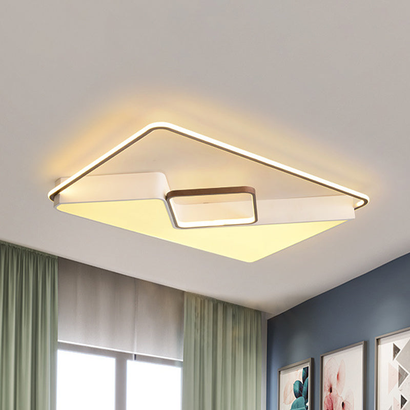 White Rectangle Ceiling Light Fixture Acrylic LED Flush Mount Lamp for Living Room, 19.5"/37.5"/42" Wide White Clearhalo 'Ceiling Lights' 'Close To Ceiling Lights' 'Close to ceiling' 'Flush mount' Lighting' 294899