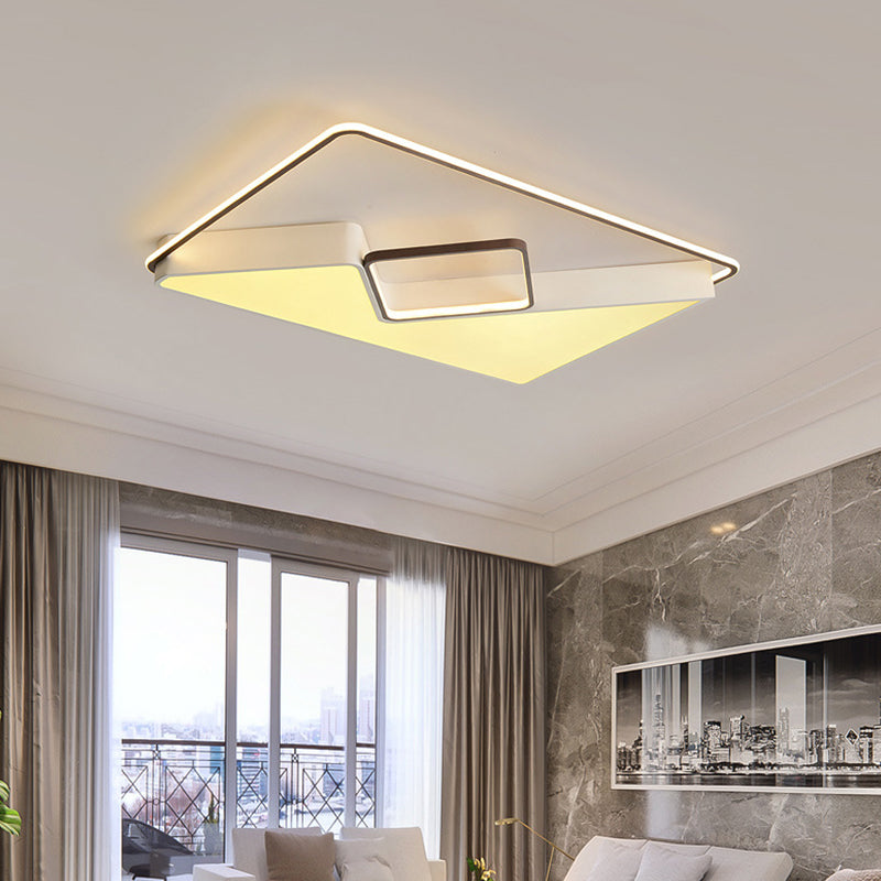 White Rectangle Ceiling Light Fixture Acrylic LED Flush Mount Lamp for Living Room, 19.5"/37.5"/42" Wide Clearhalo 'Ceiling Lights' 'Close To Ceiling Lights' 'Close to ceiling' 'Flush mount' Lighting' 294901