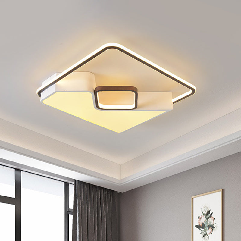 White Rectangle Ceiling Light Fixture Acrylic LED Flush Mount Lamp for Living Room, 19.5"/37.5"/42" Wide White 19.5" Clearhalo 'Ceiling Lights' 'Close To Ceiling Lights' 'Close to ceiling' 'Flush mount' Lighting' 294905