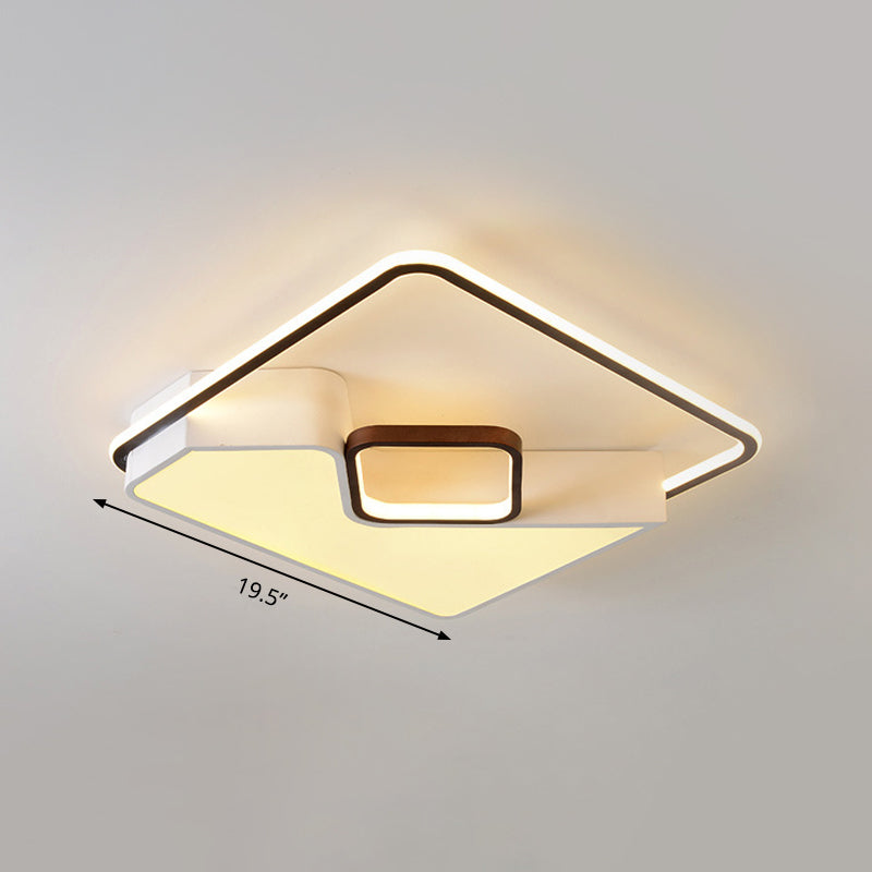 White Rectangle Ceiling Light Fixture Acrylic LED Flush Mount Lamp for Living Room, 19.5"/37.5"/42" Wide Clearhalo 'Ceiling Lights' 'Close To Ceiling Lights' 'Close to ceiling' 'Flush mount' Lighting' 294907