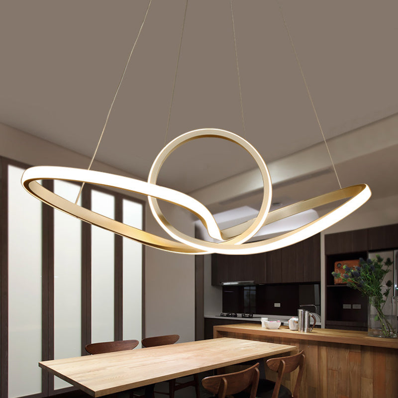 Gold Seamless Hanging Ceiling Light Simple Style Acrylic Pendant Chandelier in Warm/White Light Gold Clearhalo 'Ceiling Lights' 'Chandeliers' 'Modern Chandeliers' 'Modern' Lighting' 294926