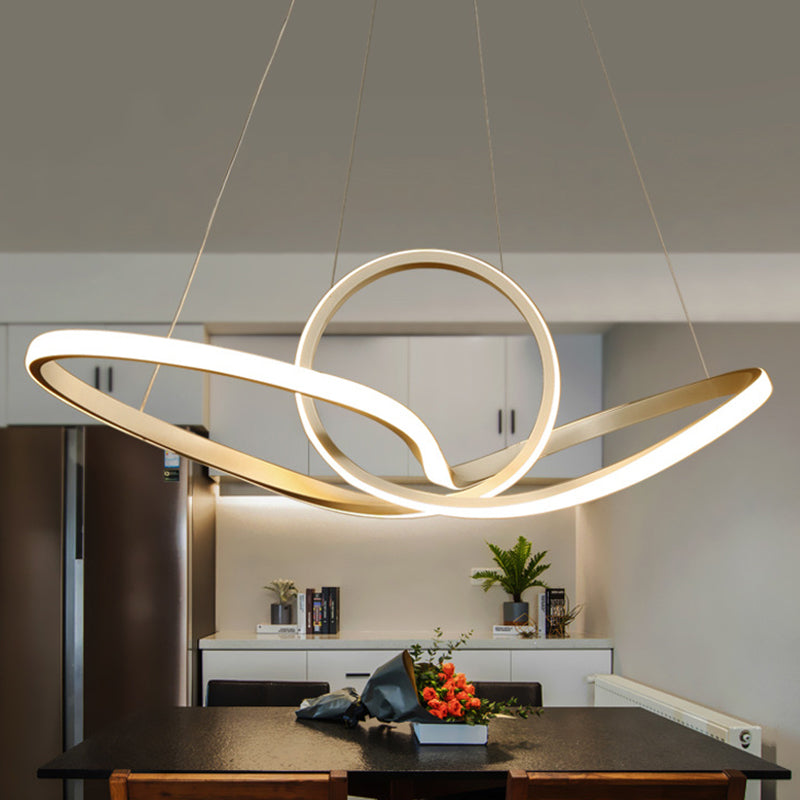 Gold Seamless Hanging Ceiling Light Simple Style Acrylic Pendant Chandelier in Warm/White Light Clearhalo 'Ceiling Lights' 'Chandeliers' 'Modern Chandeliers' 'Modern' Lighting' 294927