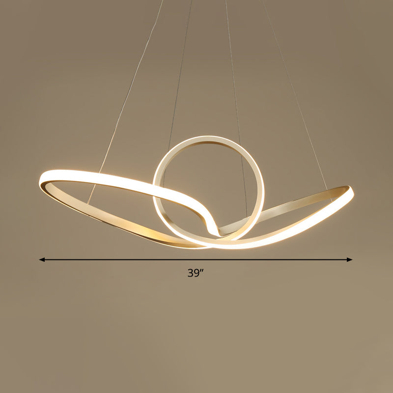 Gold Seamless Hanging Ceiling Light Simple Style Acrylic Pendant Chandelier in Warm/White Light Clearhalo 'Ceiling Lights' 'Chandeliers' 'Modern Chandeliers' 'Modern' Lighting' 294930