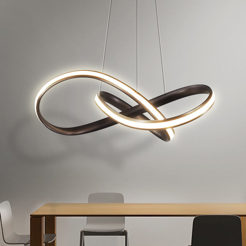 Acrylic Seamless Curve Hanging Chandelier Light Modern Coffee LED Pendant Light Fixture, Warm/White Light Clearhalo 'Ceiling Lights' 'Chandeliers' 'Modern Chandeliers' 'Modern' Lighting' 294932