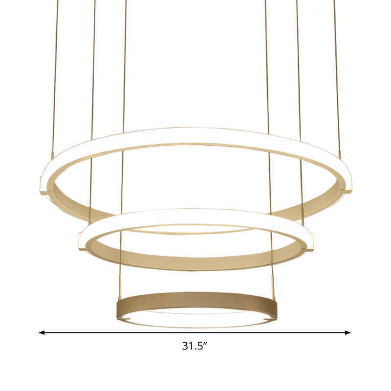 White Double Ring/Three Rings Chandelier Lighting Simple Style White LED Hanging Ceiling Light in Warm/White Light Clearhalo 'Ceiling Lights' 'Chandeliers' 'Modern Chandeliers' 'Modern' Lighting' 294952