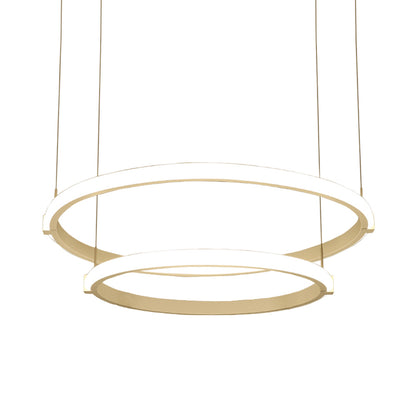 White Double Ring/Three Rings Chandelier Lighting Simple Style White LED Hanging Ceiling Light in Warm/White Light White Double Ring Clearhalo 'Ceiling Lights' 'Chandeliers' 'Modern Chandeliers' 'Modern' Lighting' 294953