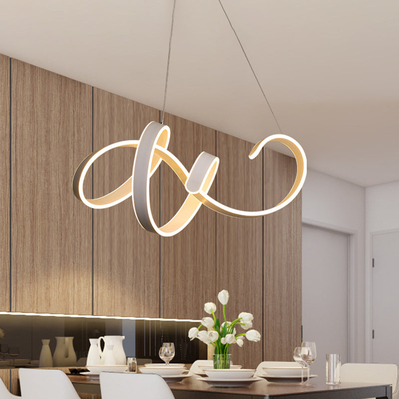 Acrylic Twist Ceiling Pendant Light Simple Style White LED Hanging Lamp Kit in Warm/White Light White Clearhalo 'Ceiling Lights' 'Chandeliers' 'Modern Chandeliers' 'Modern' Lighting' 294955