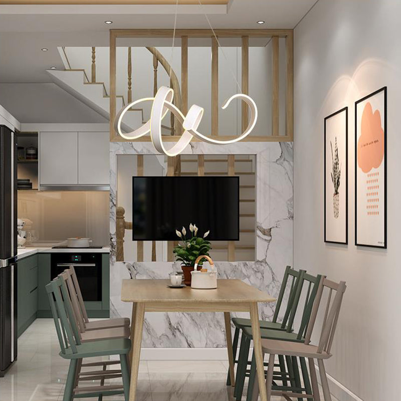 Acrylic Twist Ceiling Pendant Light Simple Style White LED Hanging Lamp Kit in Warm/White Light Clearhalo 'Ceiling Lights' 'Chandeliers' 'Modern Chandeliers' 'Modern' Lighting' 294957