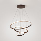 Acrylic Ring Pendant Light Simple Style Coffee Chandelier Lamp in Warm/White Light, 8"+16"/16"+23.5"/8"+16"+23.5" Wide Clearhalo 'Ceiling Lights' 'Chandeliers' 'Modern Chandeliers' 'Modern' Lighting' 294963
