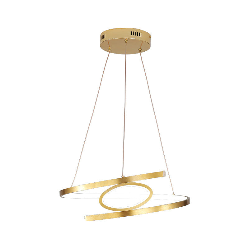 18"/23.5" Wide Spiral Hanging Pendant Light Minimalist Metal Gold LED Ceiling Chandelier, Warm/White Light Clearhalo 'Ceiling Lights' 'Chandeliers' 'Modern Chandeliers' 'Modern' Lighting' 295001