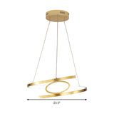 18"/23.5" Wide Spiral Hanging Pendant Light Minimalist Metal Gold LED Ceiling Chandelier, Warm/White Light Clearhalo 'Ceiling Lights' 'Chandeliers' 'Modern Chandeliers' 'Modern' Lighting' 295003
