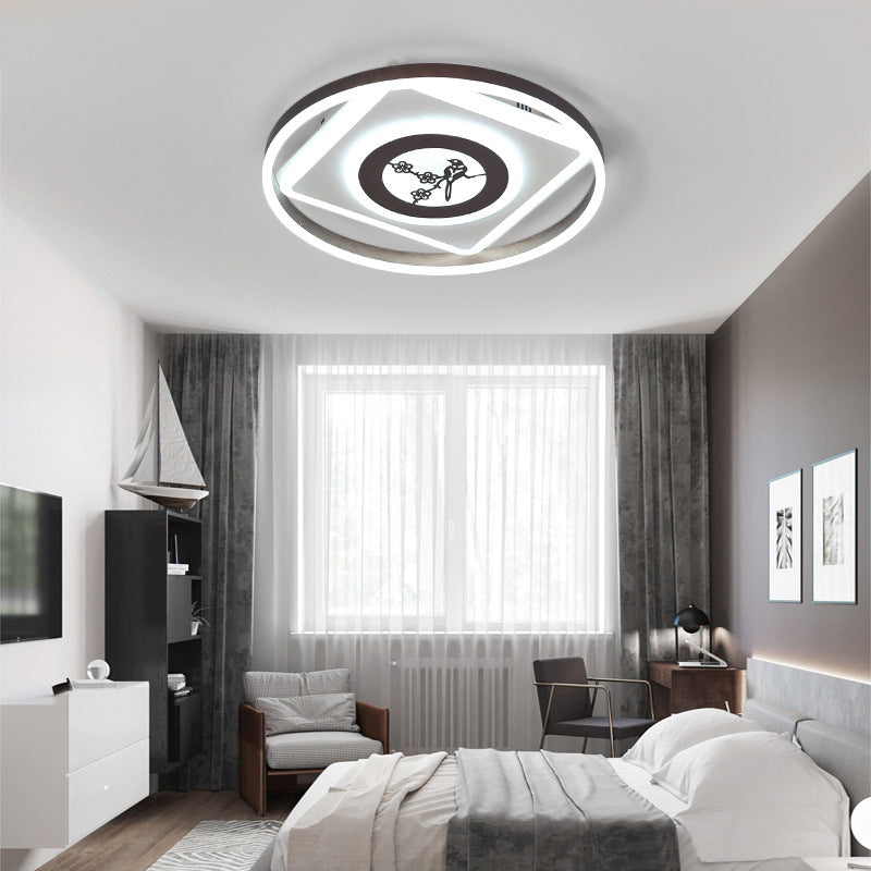 16"/19.5" Wide Acrylic Geometric Ceiling Mounted Light Modern Coffee LED Flush Light in White Light/Remote Control Stepless Dimming Coffee White Clearhalo 'Ceiling Lights' 'Close To Ceiling Lights' 'Close to ceiling' 'Flush mount' Lighting' 295023