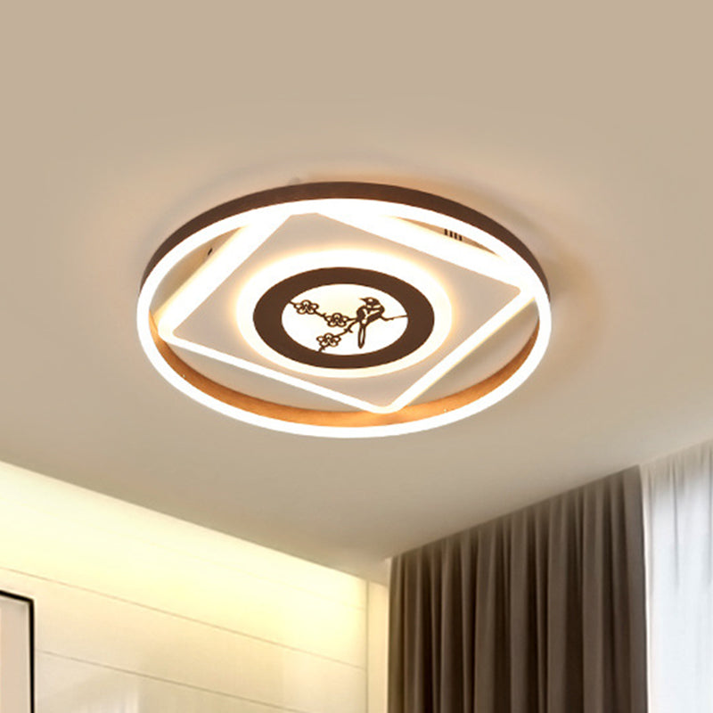 16"/19.5" Wide Acrylic Geometric Ceiling Mounted Light Modern Coffee LED Flush Light in White Light/Remote Control Stepless Dimming Coffee Remote Control Stepless Dimming Clearhalo 'Ceiling Lights' 'Close To Ceiling Lights' 'Close to ceiling' 'Flush mount' Lighting' 295024