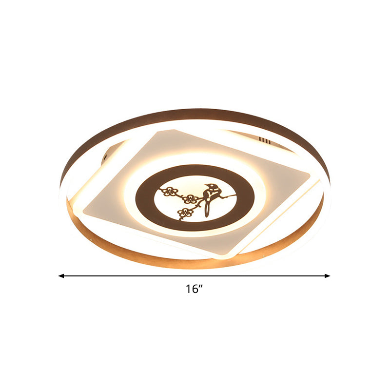 16"/19.5" Wide Acrylic Geometric Ceiling Mounted Light Modern Coffee LED Flush Light in White Light/Remote Control Stepless Dimming Clearhalo 'Ceiling Lights' 'Close To Ceiling Lights' 'Close to ceiling' 'Flush mount' Lighting' 295026