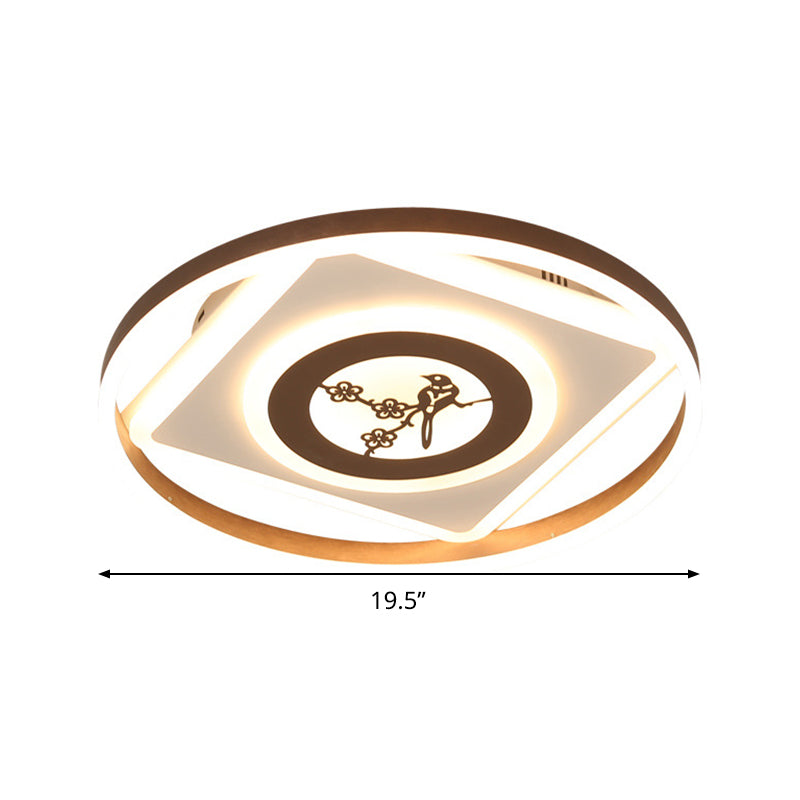 16"/19.5" Wide Acrylic Geometric Ceiling Mounted Light Modern Coffee LED Flush Light in White Light/Remote Control Stepless Dimming Clearhalo 'Ceiling Lights' 'Close To Ceiling Lights' 'Close to ceiling' 'Flush mount' Lighting' 295027