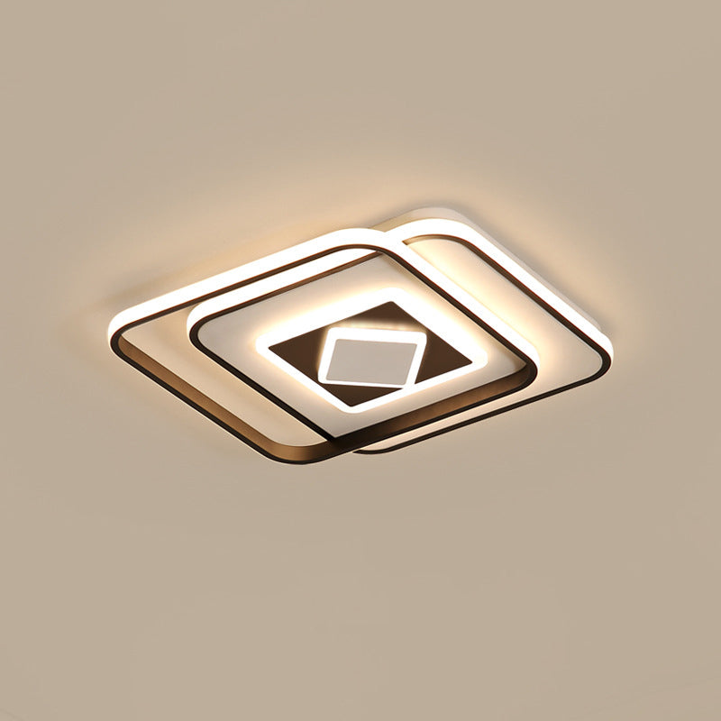 Black Square Ceiling Mounted Fixture Modernism Acrylic LED Flush Mount Lighting in Warm/3 Color Light Clearhalo 'Ceiling Lights' 'Close To Ceiling Lights' 'Close to ceiling' 'Flush mount' Lighting' 295055