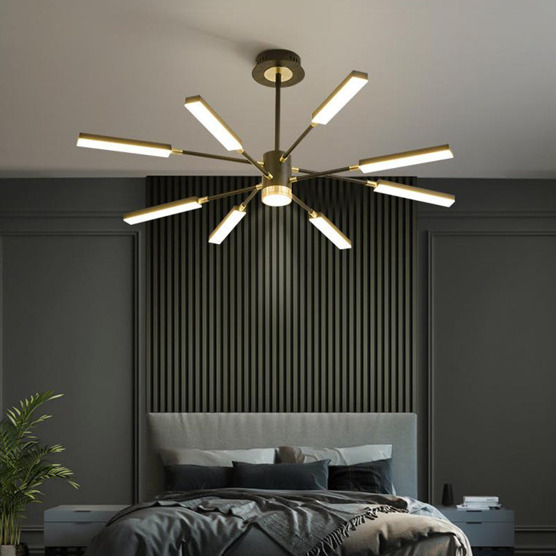 Sputnik Hanging Light Kit Modernism Metal 6/8 Heads Black Pendant Chandelier in Warm/White Light 8 Black Warm Clearhalo 'Ceiling Lights' 'Chandeliers' 'Modern Chandeliers' 'Modern' Lighting' 295057