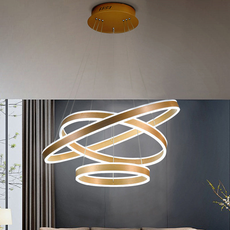 Gold Ring Hanging Lamp Kit Postmodern Acrylic LED Suspension Light in Warm/White Light for Living Room Clearhalo 'Ceiling Lights' 'Chandeliers' 'Modern Chandeliers' 'Modern' Lighting' 295086