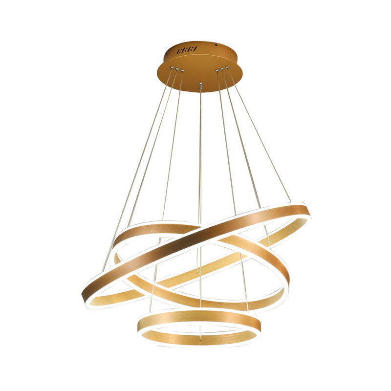 Gold Ring Hanging Lamp Kit Postmodern Acrylic LED Suspension Light in Warm/White Light for Living Room Clearhalo 'Ceiling Lights' 'Chandeliers' 'Modern Chandeliers' 'Modern' Lighting' 295088