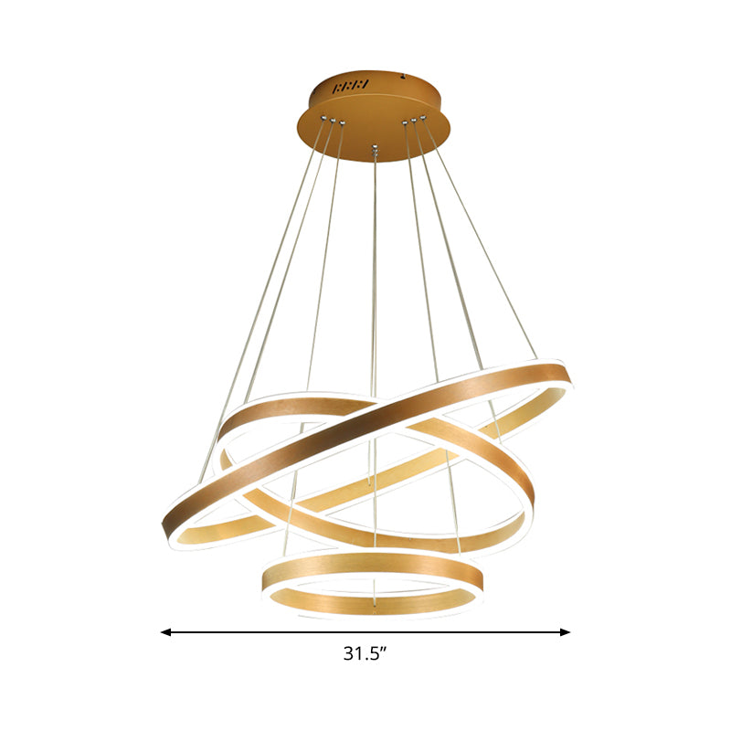 Gold Ring Hanging Lamp Kit Postmodern Acrylic LED Suspension Light in Warm/White Light for Living Room Clearhalo 'Ceiling Lights' 'Chandeliers' 'Modern Chandeliers' 'Modern' Lighting' 295089