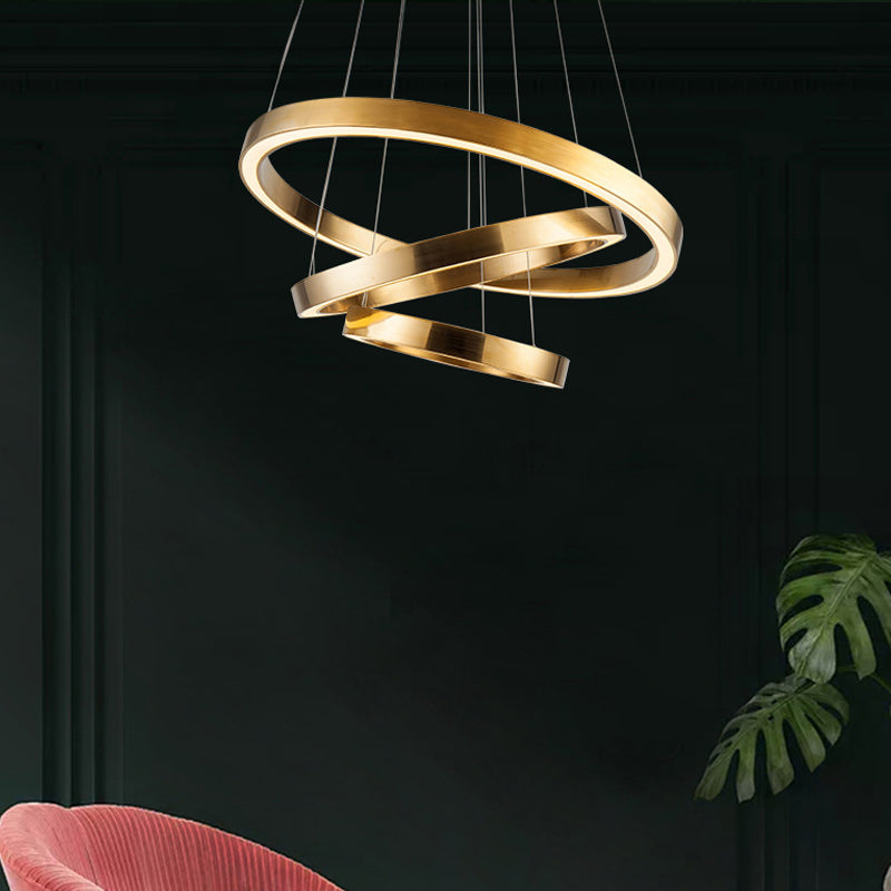 Ring Chandelier Light Postmodern Metal Gold LED Pendant Light Kit for Living Room, Warm/White Light Gold Clearhalo 'Ceiling Lights' 'Chandeliers' 'Modern Chandeliers' 'Modern' Lighting' 295090