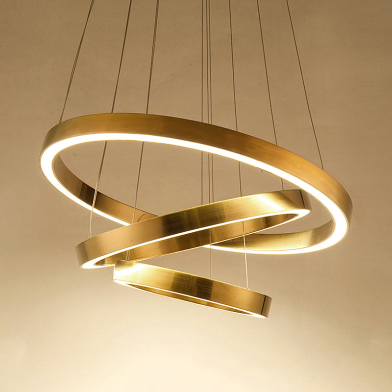 Ring Chandelier Light Postmodern Metal Gold LED Pendant Light Kit for Living Room, Warm/White Light Clearhalo 'Ceiling Lights' 'Chandeliers' 'Modern Chandeliers' 'Modern' Lighting' 295091