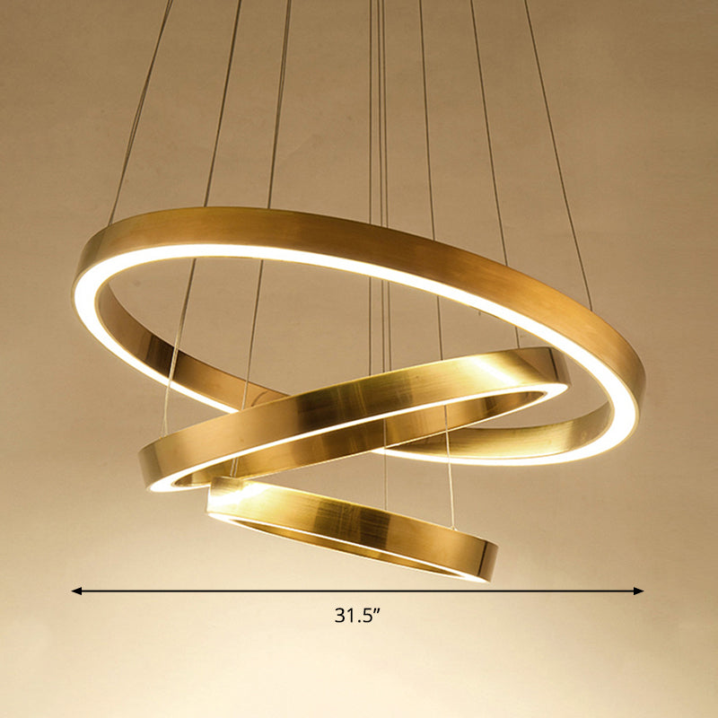 Ring Chandelier Light Postmodern Metal Gold LED Pendant Light Kit for Living Room, Warm/White Light Clearhalo 'Ceiling Lights' 'Chandeliers' 'Modern Chandeliers' 'Modern' Lighting' 295092