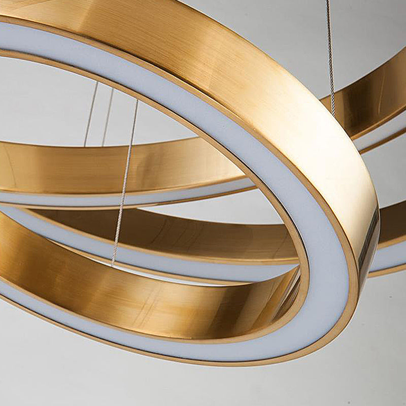 Ring Chandelier Light Postmodern Metal Gold LED Pendant Light Kit for Living Room, Warm/White Light Clearhalo 'Ceiling Lights' 'Chandeliers' 'Modern Chandeliers' 'Modern' Lighting' 295093