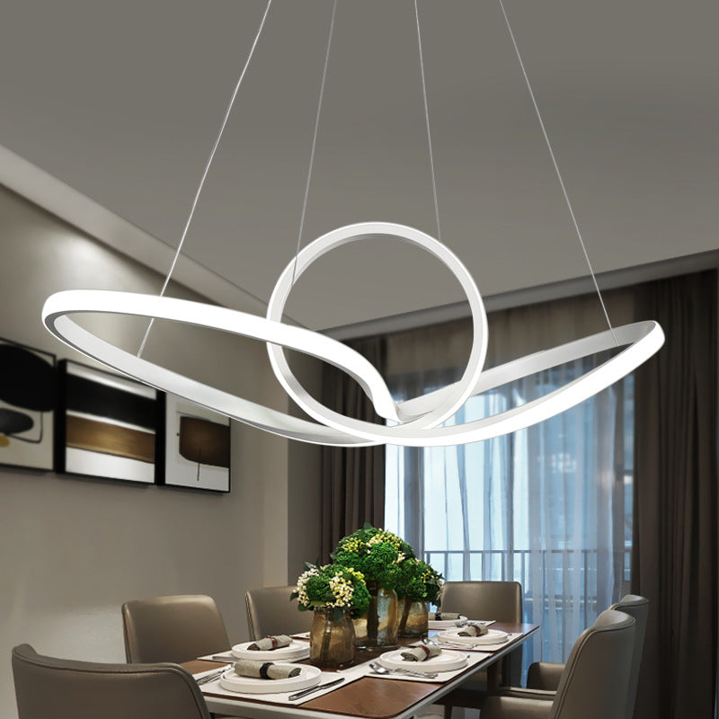 Acrylic Seamless Curve Hanging Ceiling Light Minimalist White LED Pendant Chandelier in Warm/White Light Clearhalo 'Ceiling Lights' 'Chandeliers' 'Modern Chandeliers' 'Modern' Lighting' 295095