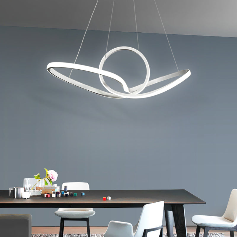 Acrylic Seamless Curve Hanging Ceiling Light Minimalist White LED Pendant Chandelier in Warm/White Light Clearhalo 'Ceiling Lights' 'Chandeliers' 'Modern Chandeliers' 'Modern' Lighting' 295096