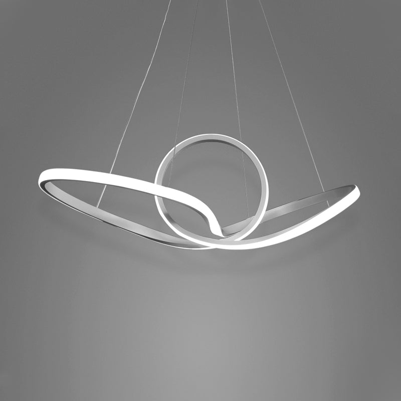 Acrylic Seamless Curve Hanging Ceiling Light Minimalist White LED Pendant Chandelier in Warm/White Light Clearhalo 'Ceiling Lights' 'Chandeliers' 'Modern Chandeliers' 'Modern' Lighting' 295097