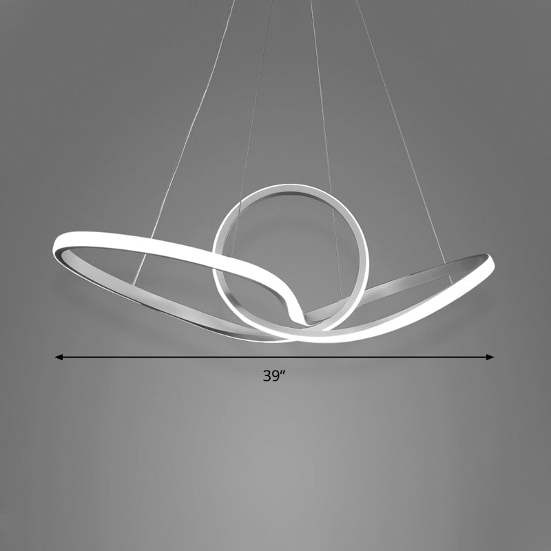 Acrylic Seamless Curve Hanging Ceiling Light Minimalist White LED Pendant Chandelier in Warm/White Light Clearhalo 'Ceiling Lights' 'Chandeliers' 'Modern Chandeliers' 'Modern' Lighting' 295098