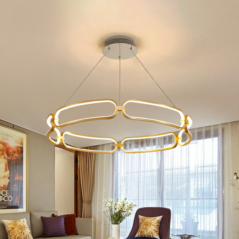 23.5"/31.5" Wide Bracelet Metal Hanging Light Minimalist Gold LED Pendant Chandelier, Warm/White/Natural Light Clearhalo 'Ceiling Lights' 'Chandeliers' 'Modern Chandeliers' 'Modern' Lighting' 295100