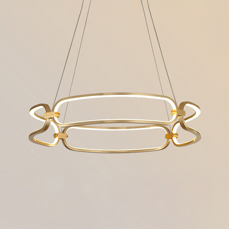 23.5"/31.5" Wide Bracelet Metal Hanging Light Minimalist Gold LED Pendant Chandelier, Warm/White/Natural Light Clearhalo 'Ceiling Lights' 'Chandeliers' 'Modern Chandeliers' 'Modern' Lighting' 295105