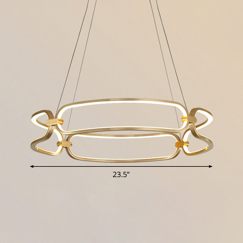 23.5"/31.5" Wide Bracelet Metal Hanging Light Minimalist Gold LED Pendant Chandelier, Warm/White/Natural Light Clearhalo 'Ceiling Lights' 'Chandeliers' 'Modern Chandeliers' 'Modern' Lighting' 295106