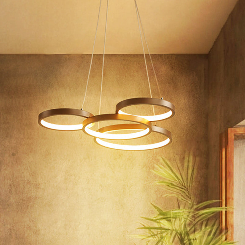 Coffee Ring Hanging Ceiling Light Minimalist Acrylic LED Pendant Chandelier, Warm/White Light Clearhalo 'Ceiling Lights' 'Chandeliers' 'Modern Chandeliers' 'Modern' Lighting' 295134