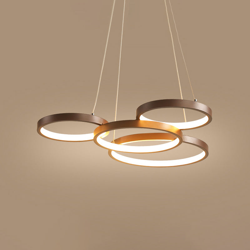 Coffee Ring Hanging Ceiling Light Minimalist Acrylic LED Pendant Chandelier, Warm/White Light Clearhalo 'Ceiling Lights' 'Chandeliers' 'Modern Chandeliers' 'Modern' Lighting' 295136