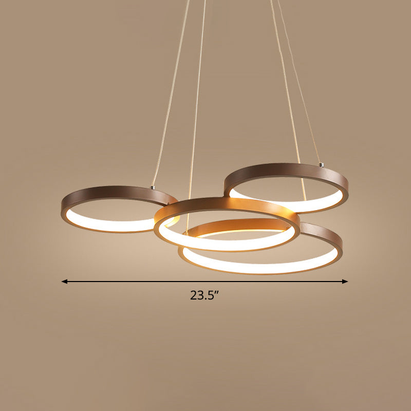 Coffee Ring Hanging Ceiling Light Minimalist Acrylic LED Pendant Chandelier, Warm/White Light Clearhalo 'Ceiling Lights' 'Chandeliers' 'Modern Chandeliers' 'Modern' Lighting' 295137