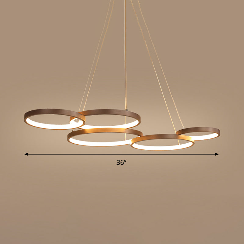 Coffee Circle Pendant Light Simple Style Acrylic LED Chandelier Light Fixture in Warm/White Light Clearhalo 'Ceiling Lights' 'Chandeliers' 'Modern Chandeliers' 'Modern' Lighting' 295142