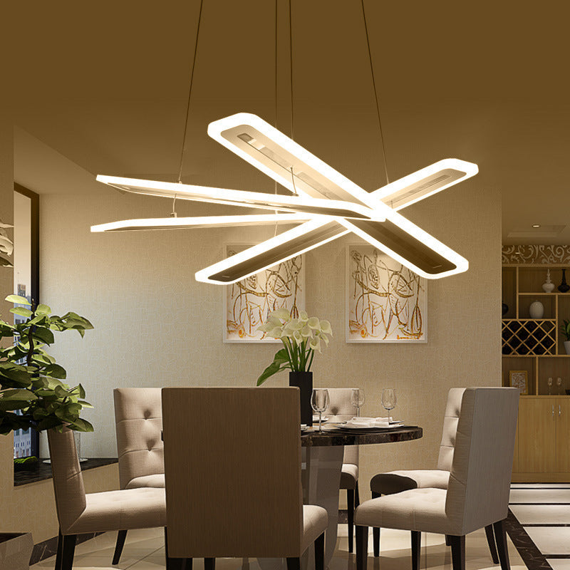 Rectangle Hanging Light Contemporary Acrylic White LED Ceiling Chandelier, Warm/White Light Clearhalo 'Ceiling Lights' 'Chandeliers' 'Modern Chandeliers' 'Modern' Lighting' 295145