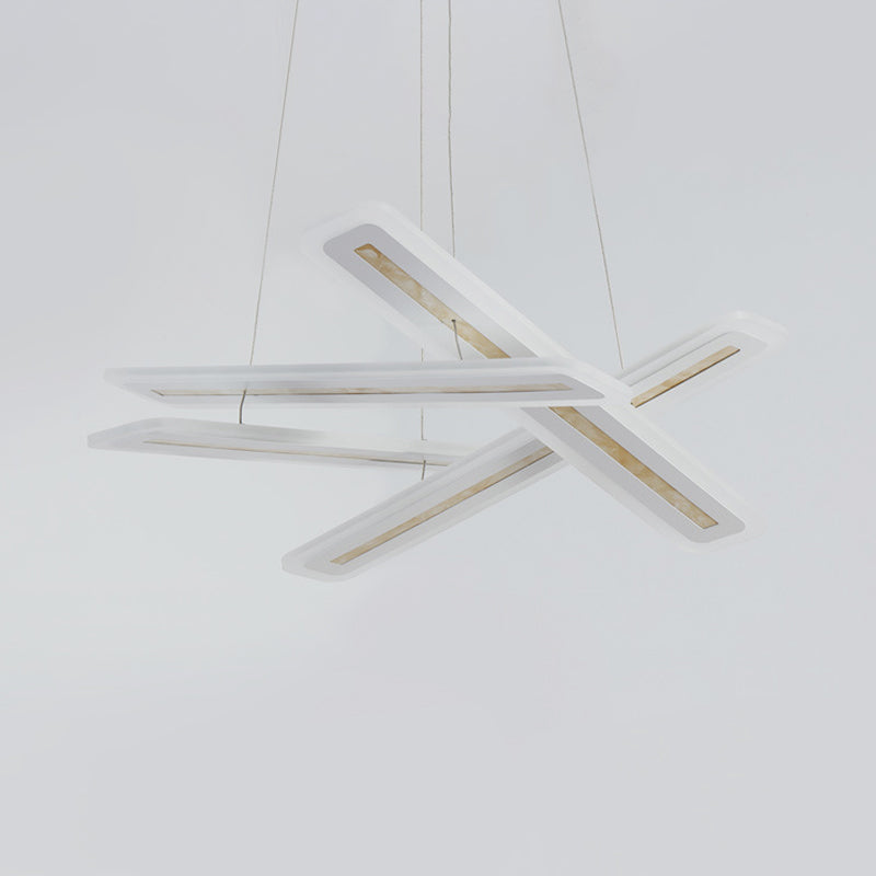 Rectangle Hanging Light Contemporary Acrylic White LED Ceiling Chandelier, Warm/White Light Clearhalo 'Ceiling Lights' 'Chandeliers' 'Modern Chandeliers' 'Modern' Lighting' 295146