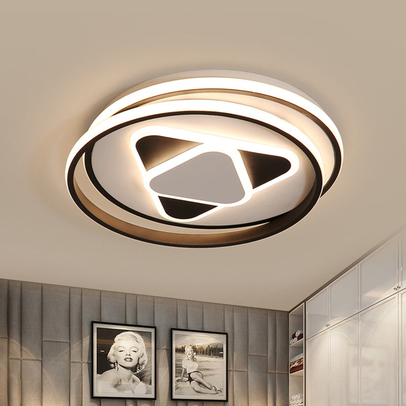 16.5"/20.5" Wide Black Triangle Flush Mount Light Contemporary Acrylic LED Ceiling Fixture in Warm/3 Color Light Black Warm Clearhalo 'Ceiling Lights' 'Close To Ceiling Lights' 'Close to ceiling' 'Flush mount' Lighting' 295148