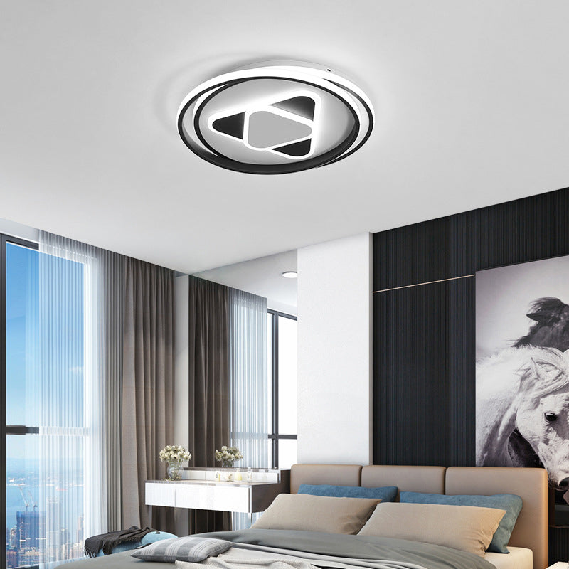 16.5"/20.5" Wide Black Triangle Flush Mount Light Contemporary Acrylic LED Ceiling Fixture in Warm/3 Color Light Black 3 Color Clearhalo 'Ceiling Lights' 'Close To Ceiling Lights' 'Close to ceiling' 'Flush mount' Lighting' 295150