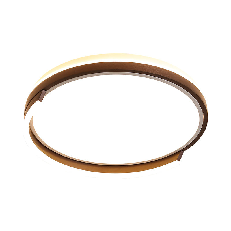 Circular Metal Flush Mount Lamp Contemporary Coffee 16"/19.5" Wide LED Ceiling Lighting, White/3 Color Light Clearhalo 'Ceiling Lights' 'Close To Ceiling Lights' 'Close to ceiling' 'Flush mount' Lighting' 295167