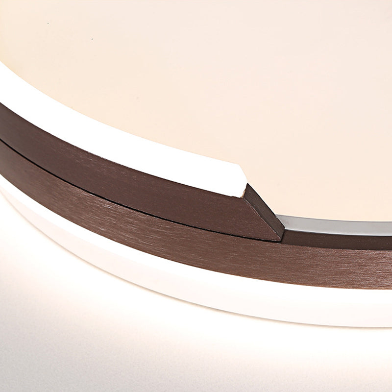 Circular Metal Flush Mount Lamp Contemporary Coffee 16"/19.5" Wide LED Ceiling Lighting, White/3 Color Light Clearhalo 'Ceiling Lights' 'Close To Ceiling Lights' 'Close to ceiling' 'Flush mount' Lighting' 295170