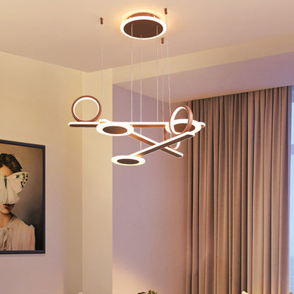 Coffee Ring Pendant Chandelier Contemporary Acrylic LED Suspension Light in Warm/White Light, 31.5"/39" Wide Coffee 31.5" Clearhalo 'Ceiling Lights' 'Chandeliers' 'Modern Chandeliers' 'Modern' Lighting' 295171