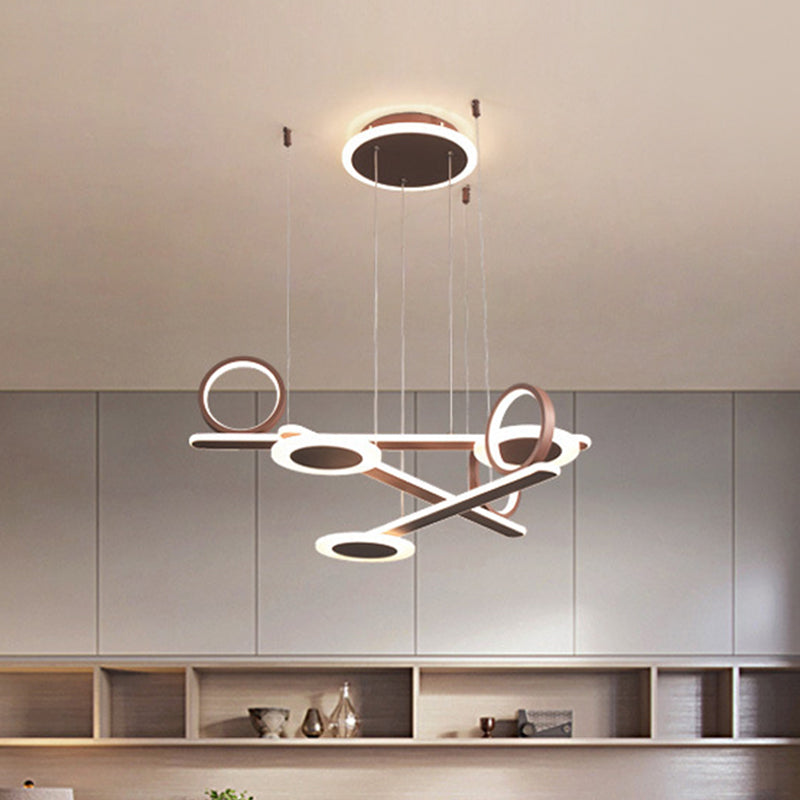 Coffee Ring Pendant Chandelier Contemporary Acrylic LED Suspension Light in Warm/White Light, 31.5"/39" Wide Clearhalo 'Ceiling Lights' 'Chandeliers' 'Modern Chandeliers' 'Modern' Lighting' 295172