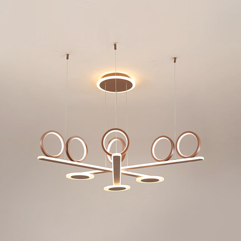 Coffee Ring Pendant Chandelier Contemporary Acrylic LED Suspension Light in Warm/White Light, 31.5"/39" Wide Clearhalo 'Ceiling Lights' 'Chandeliers' 'Modern Chandeliers' 'Modern' Lighting' 295177