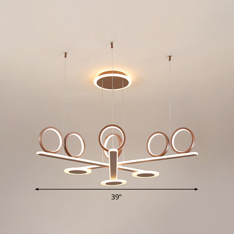 Coffee Ring Pendant Chandelier Contemporary Acrylic LED Suspension Light in Warm/White Light, 31.5"/39" Wide Clearhalo 'Ceiling Lights' 'Chandeliers' 'Modern Chandeliers' 'Modern' Lighting' 295178
